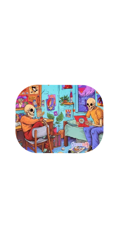Deadhead Dorm Grateful Dead Small Metal Rolling Tray and Lid Combo 7x5.5"