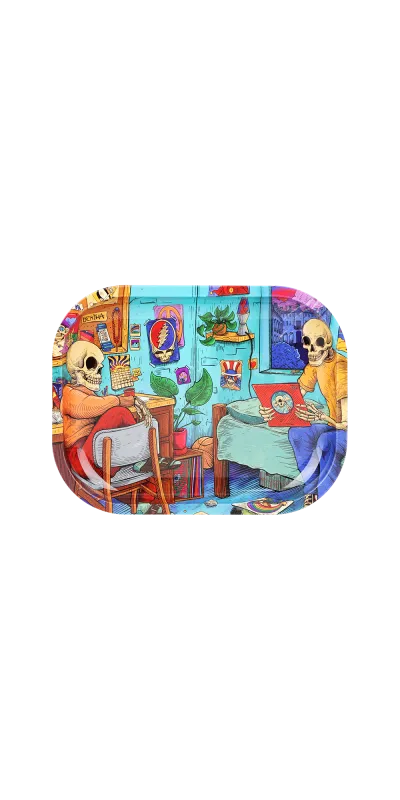 Deadhead Dorm Grateful Dead Small Metal Rolling Tray and Lid Combo 7x5.5"