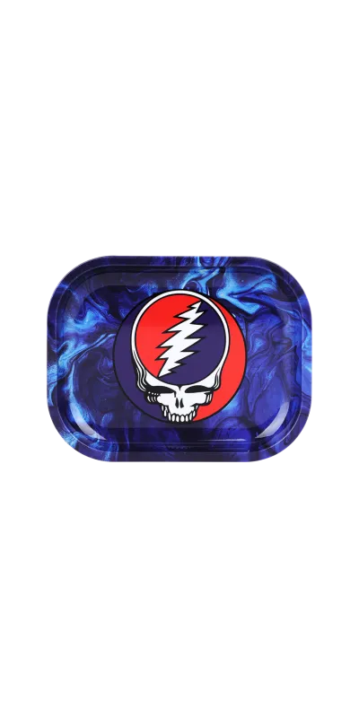 SYF Swirls Grateful Dead Small Metal Rolling Tray and Lid Combo 7x5.5"