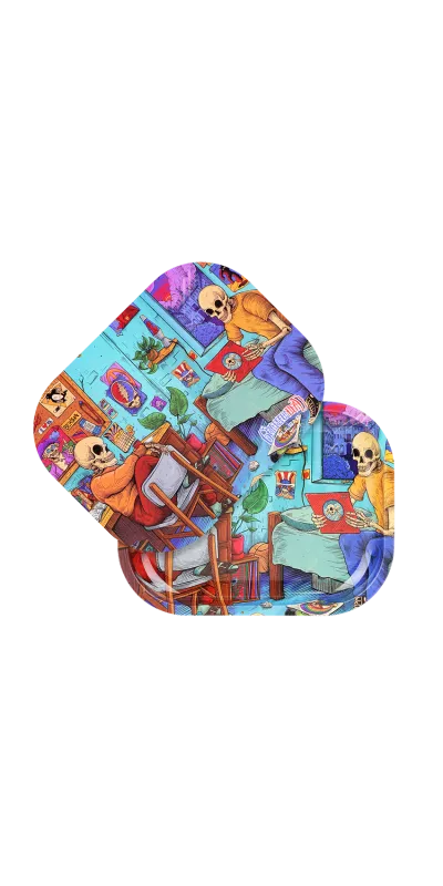 Deadhead Dorm Grateful Dead Small Metal Rolling Tray and Lid Combo 7x5.5"