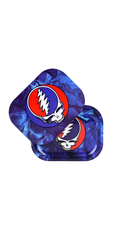SYF Swirls Grateful Dead Small Metal Rolling Tray and Lid Combo 7x5.5"