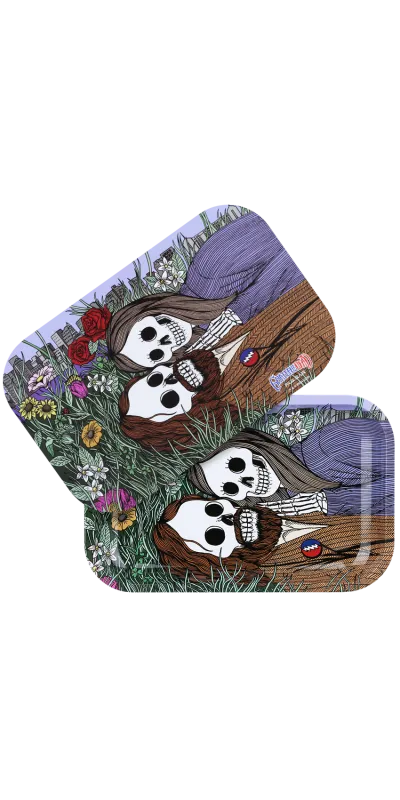 Flower Couple Grateful Dead Metal Rolling Tray and Lid Combo 11x7"