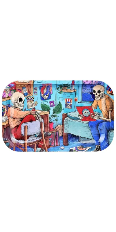 Deadhead Dorm Grateful Dead Metal Rolling Tray and Lid Combo 11x7"