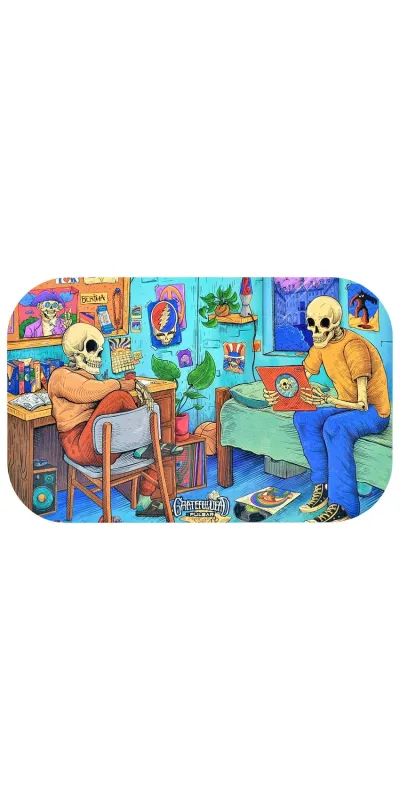 Deadhead Dorm Grateful Dead Metal Rolling Tray and Lid Combo 11x7"