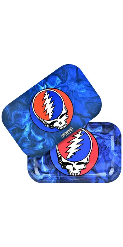SYF Swirls Grateful Dead Metal Rolling Tray and Lid Combo 11x7"