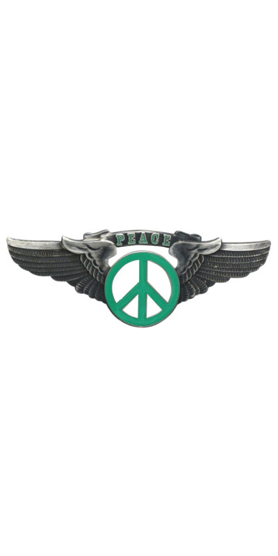 Peace Sign Wing Pin Green Small
