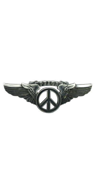 Peace Sign Wing Pin Black