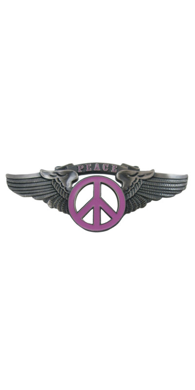 Peace Sign Wing Pin Pink Small