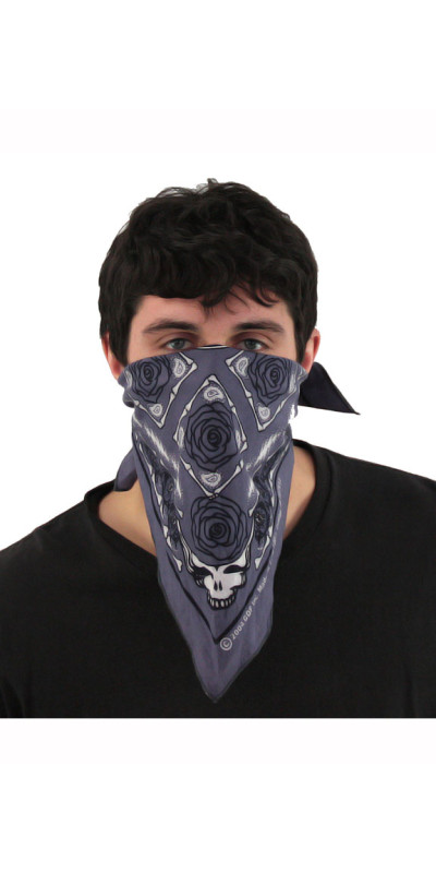 Grateful Dead SYF & Roses Bandana Grey 22x22
