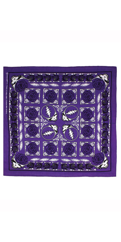 Grateful Dead SYF & Roses Bandana Purple 22x22
