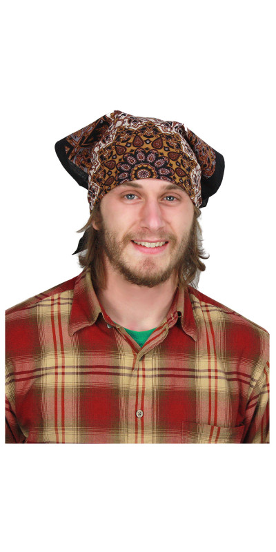 India Star #9 Bandana Brown, Tan & Gray  22x22