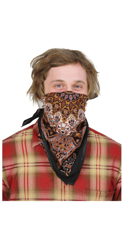 India Star #9 Bandana Brown, Tan & Gray  22x22