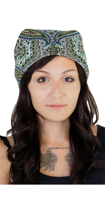 Paisley Bandana Safari Green 22x22