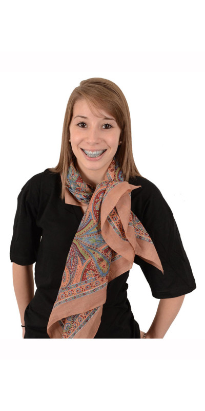Cocoa Paisley Sheer Cotton Scarf 39x40