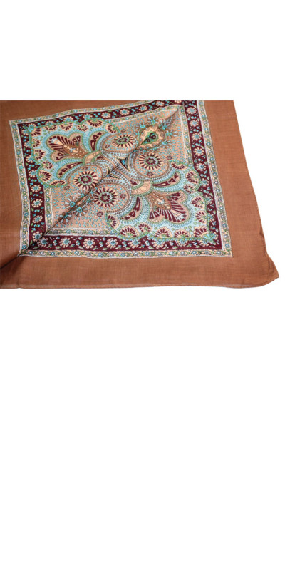 Cocoa Paisley Sheer Cotton Scarf 39x40