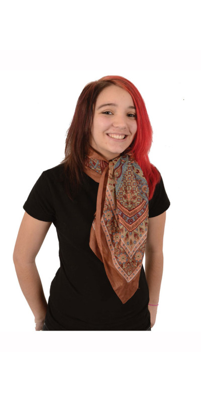 Brown Paisley Sheer Cotton Scarf 39x40