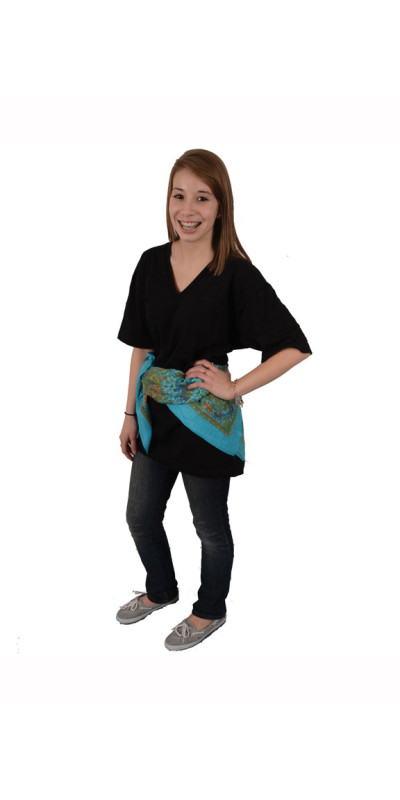 Turquoise Elephant Sheer Cotton Scarf 39x40