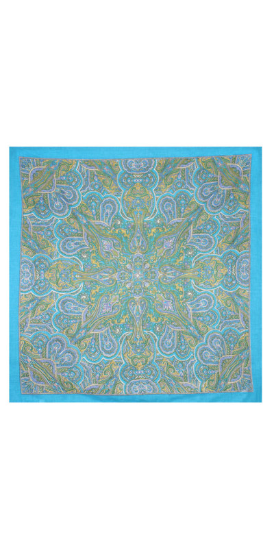Blue Kaleidoscope Sheer Cotton Scarf 39x40