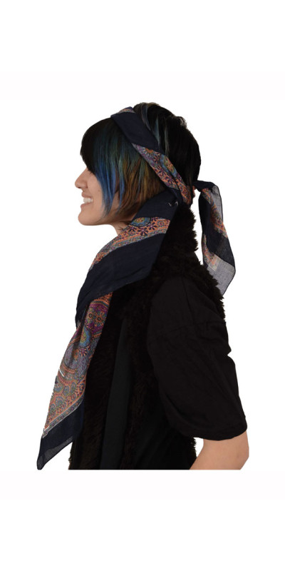 Night Paisley Sheer Cotton Scarf 39x40