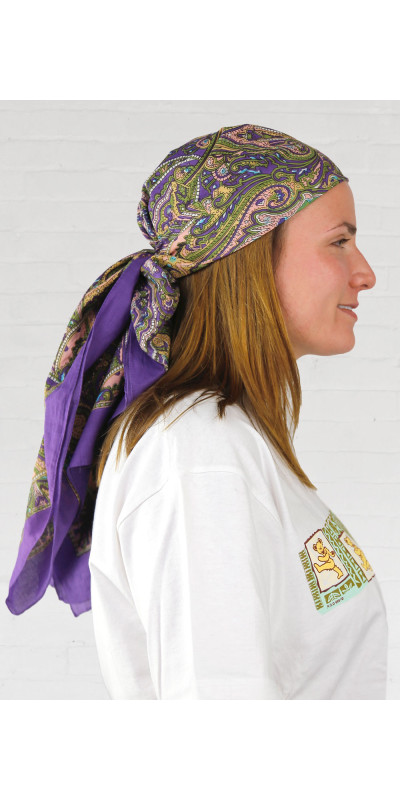 Purple Kaleidoscopic Sheer Cotton Scarf 39x40