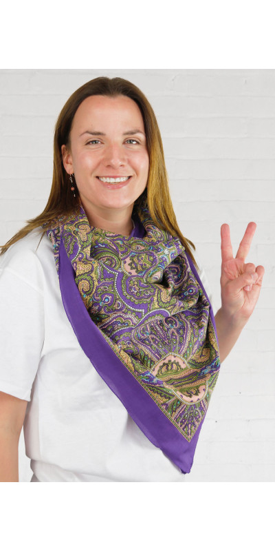 Purple Kaleidoscopic Sheer Cotton Scarf 39x40