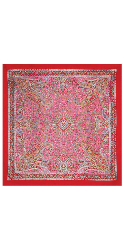 Red Paisley Sheer Cotton Scarf 39x40 *SALE*