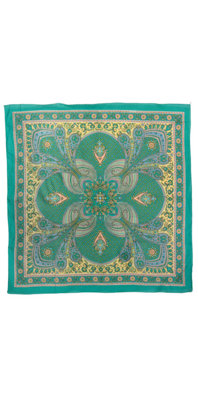 Green Paisley Sheer Cotton Scarf 39x40 *SALE*