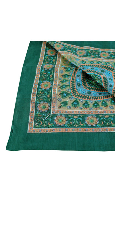 Green Paisley Sheer Cotton Scarf 39x40 *SALE*