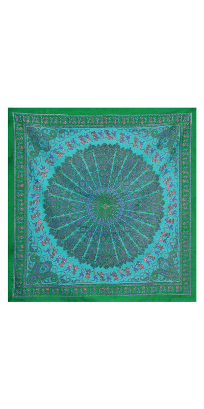 Green Dancers Sheer Cotton Scarf 39x40