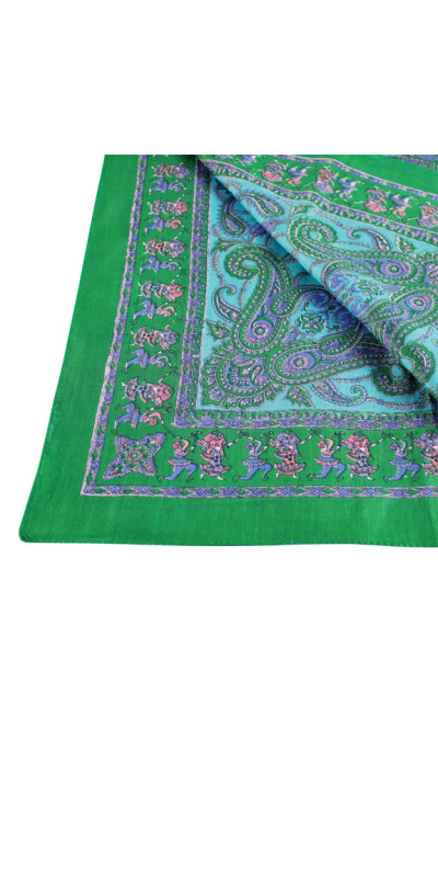 Green Dancers Sheer Cotton Scarf 39x40