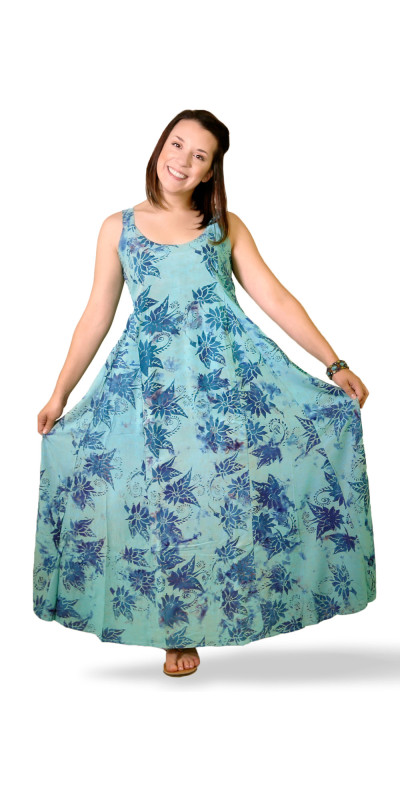 Aqua and Navy Blue Hary Dary Long Strap Dress