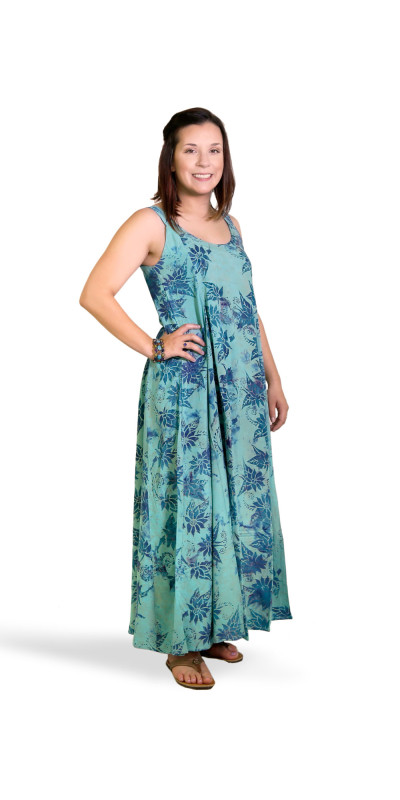 Aqua and Navy Blue Hary Dary Long Strap Dress