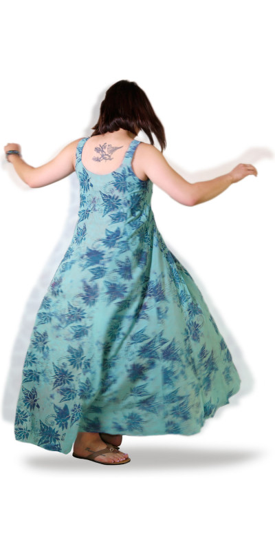 Aqua and Navy Blue Hary Dary Long Strap Dress