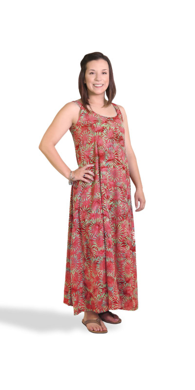 Red with Sunflowers Hary Dary Long Strap Dress
