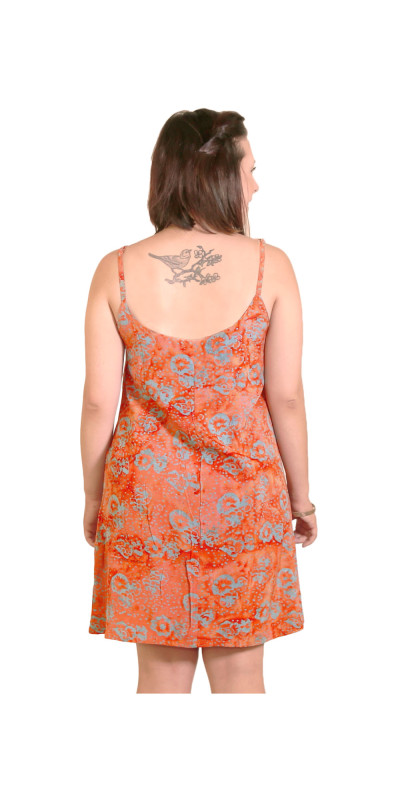 Hary Dary Adjustable Strap Slip Dress Tangerine and Gray