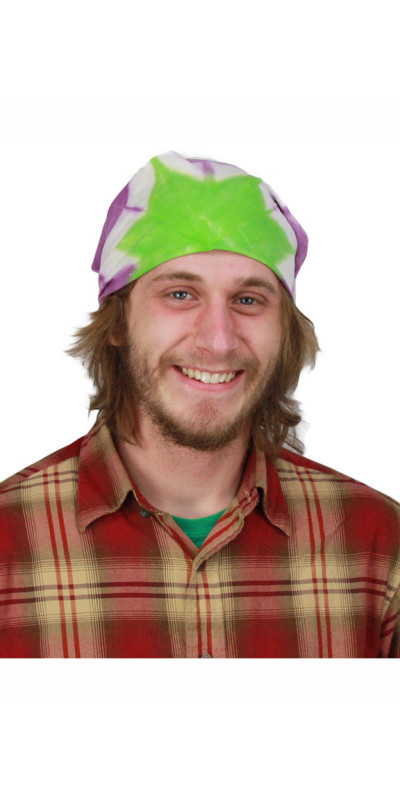 Green Purple Star Tie-dyed Bandana 22x22