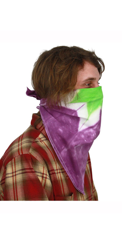 Green Purple Star Tie-dyed Bandana 22x22
