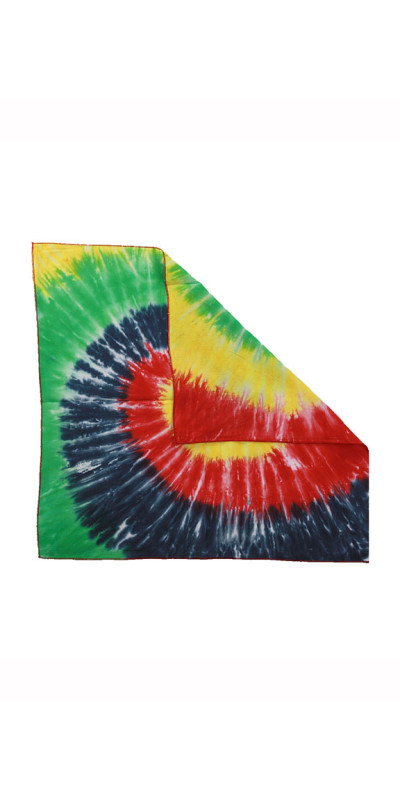 Tie-Dyed Rasta Spiral Bandana 22x22
