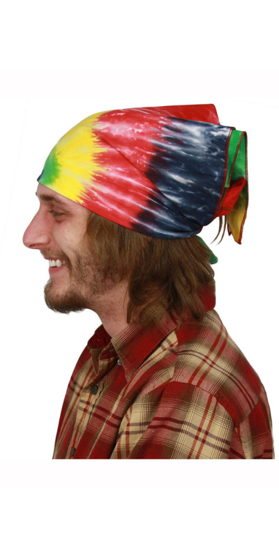 Tie-Dyed Rasta Spiral Bandana 22x22