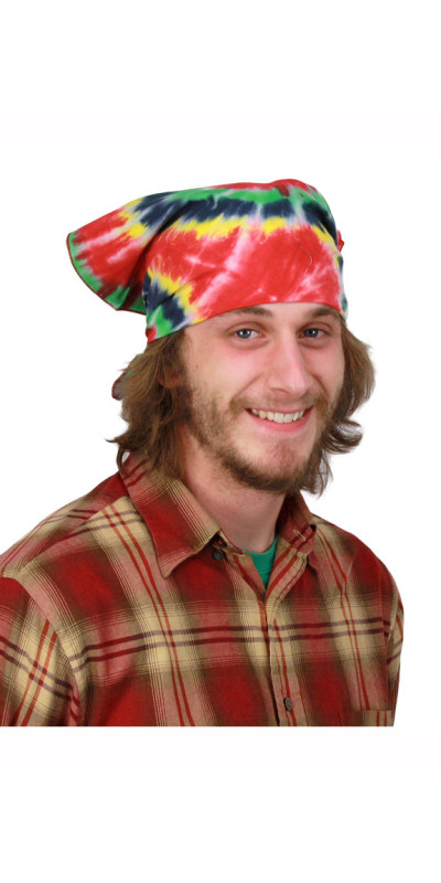 Tie-Dyed Rasta Multi-Spiral Bandana 22x22