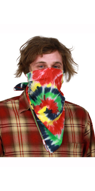 Tie-Dyed Rasta Multi-Spiral Bandana 22x22