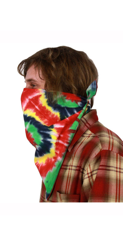 Tie-Dyed Rasta Multi-Spiral Bandana 22x22