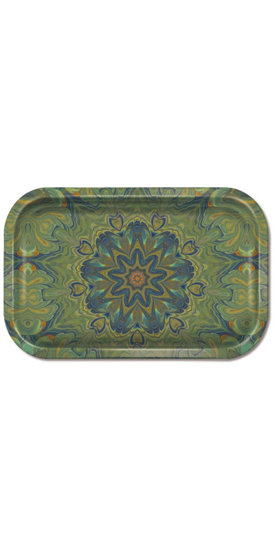 Green Mandala Large Rolling Tray