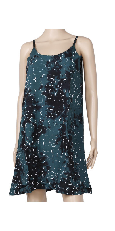 Hary Dary Adjustable Strap Slip Dress Green Moons