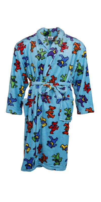 Grateful Dead Fleece Robe Turquoise Bears