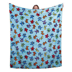 Grateful Dead Turqouise Bear Fleece Throw Blanket 50x60 *SALE*