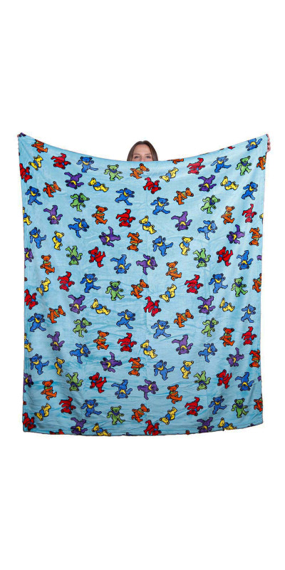 Grateful Dead Turqouise Bear Fleece Throw Blanket 50x60 *SALE*