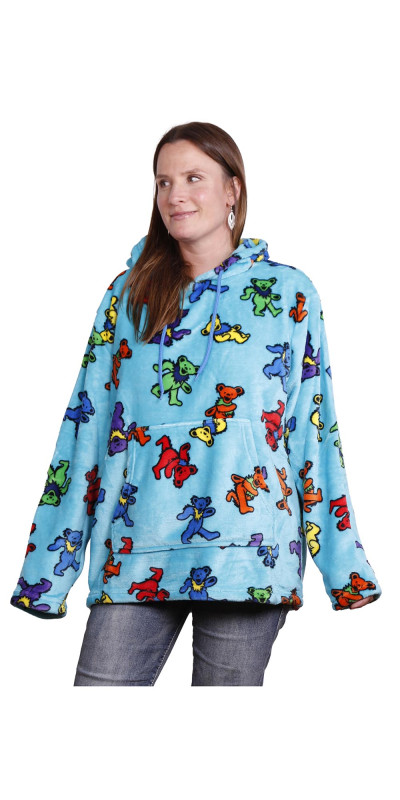 Grateful Dead Fleece Pull Over Hoodie Turquoise Bears