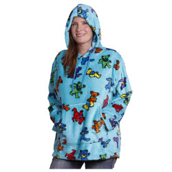 Grateful Dead Fleece Pull Over Hoodie Turquoise Bears