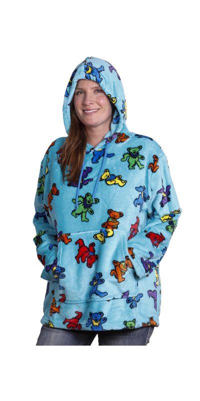 Grateful Dead Fleece Pull Over Hoodie Turquoise Bears